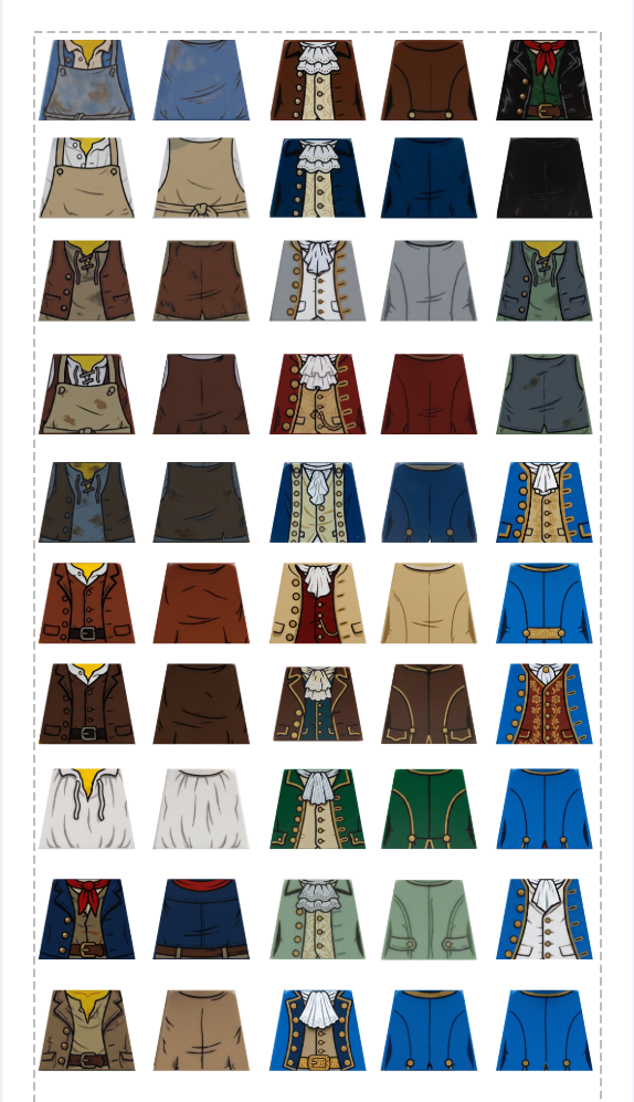 1776 American Colonial Minifigure Torsos for my 1776 City